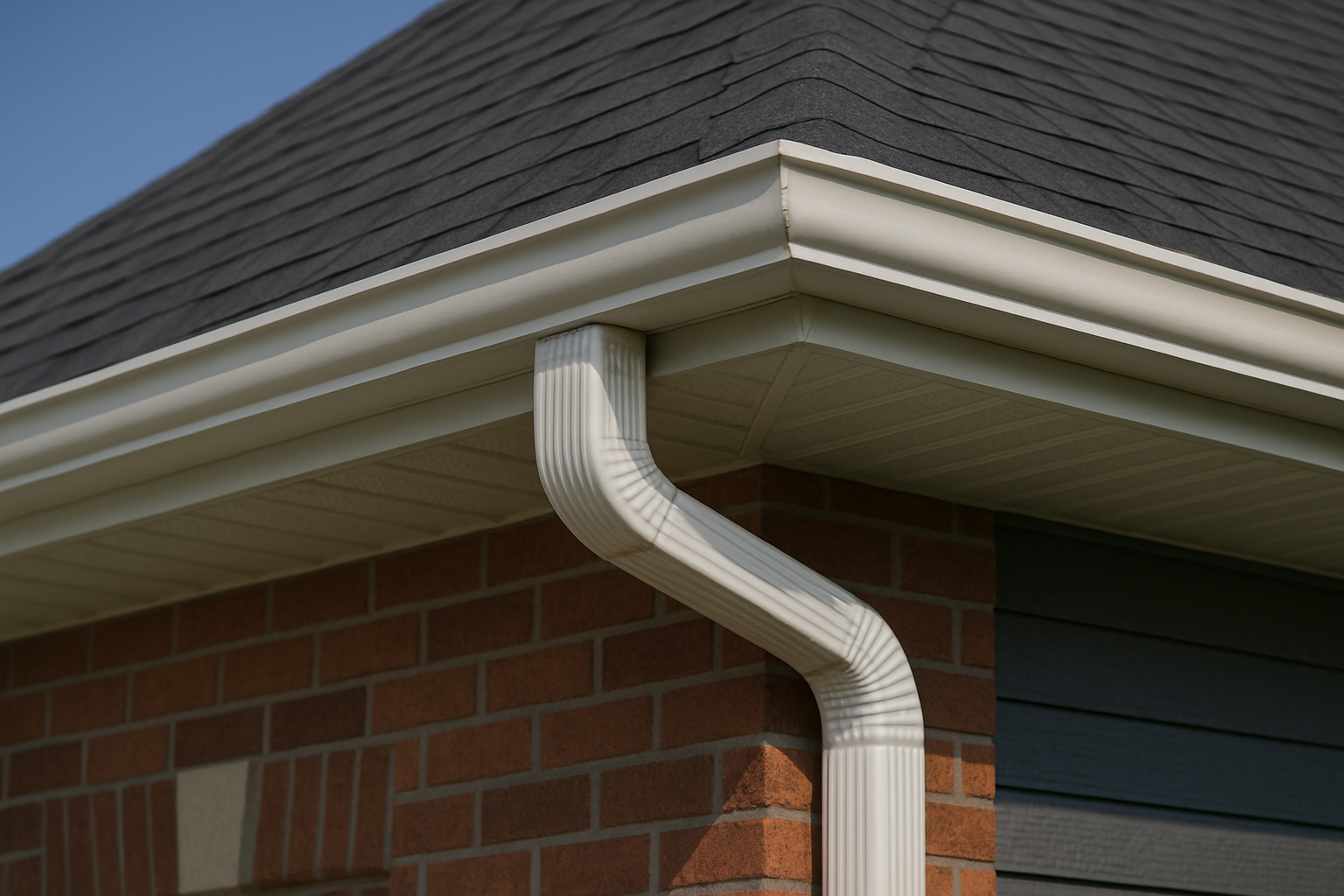 Close-up of rain gutter on a home